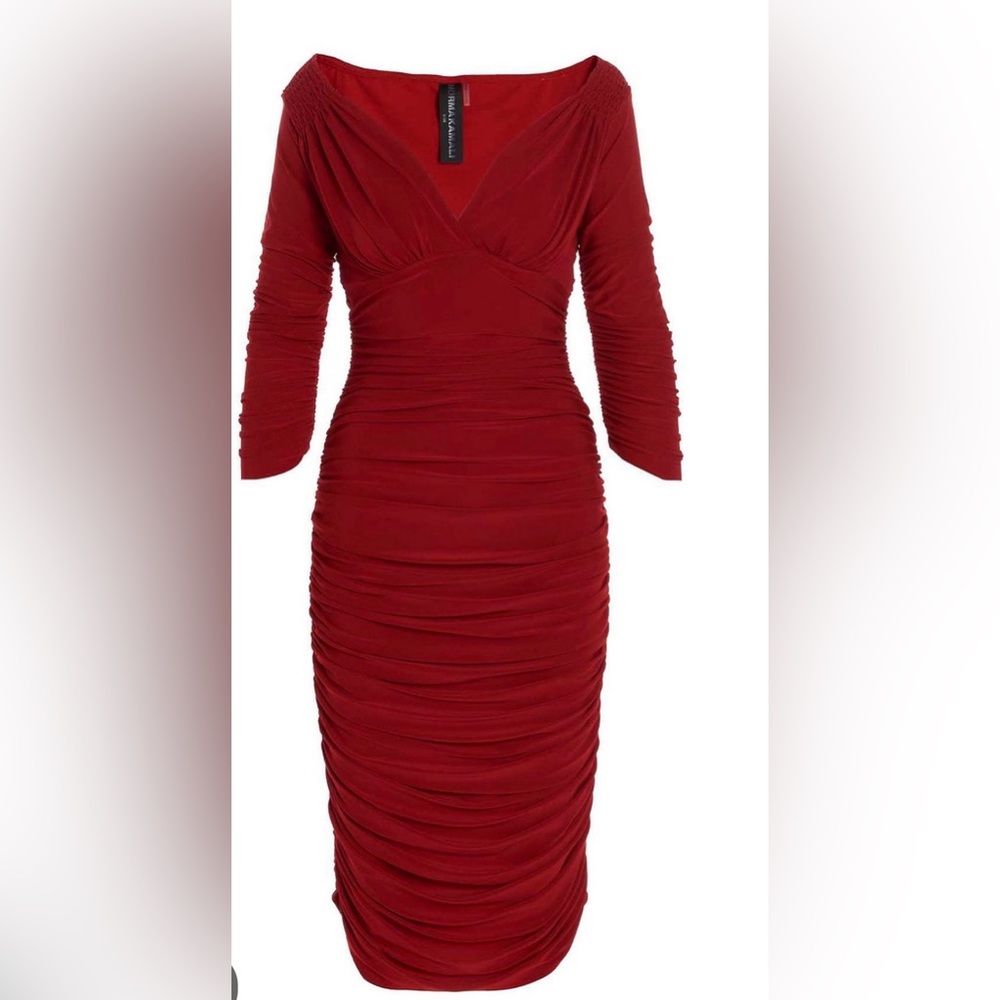 Norma Kamali Red Long Sleeve Dress